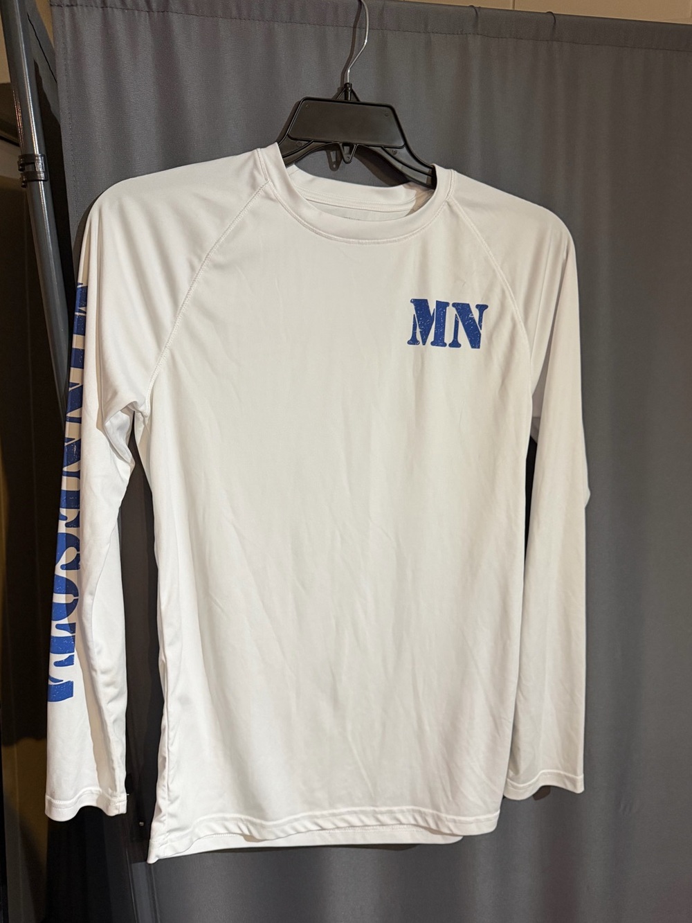 State of Mine White Long Sleeve Shirt with Blue MN Logo